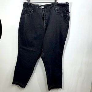 Loft Plus High Waist Skinny Crop button fly black jeans size 26. NWT.